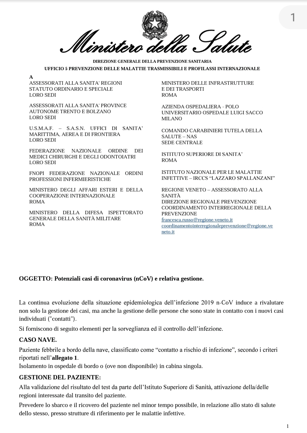 Avviso Del Ministrero Della Salute Circa I Potenziali Casi Di Coronavirus E Relativa Gestione Opi Bergamo
