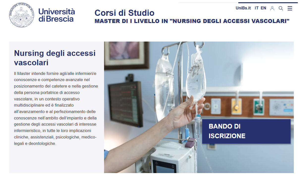 Master “Nursing degli accessi vascolari" Università di Brescia
